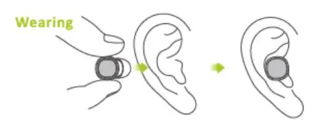 aimitek TW93 TWS Wireless EarBuds - Put the Earbuds into ears lightly with mic towardsto the front side.