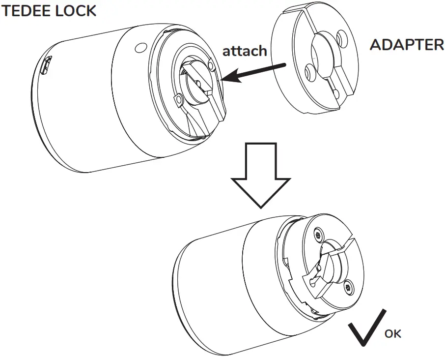 Tedee Euro Adapter for Door Lock - Attach the adapter