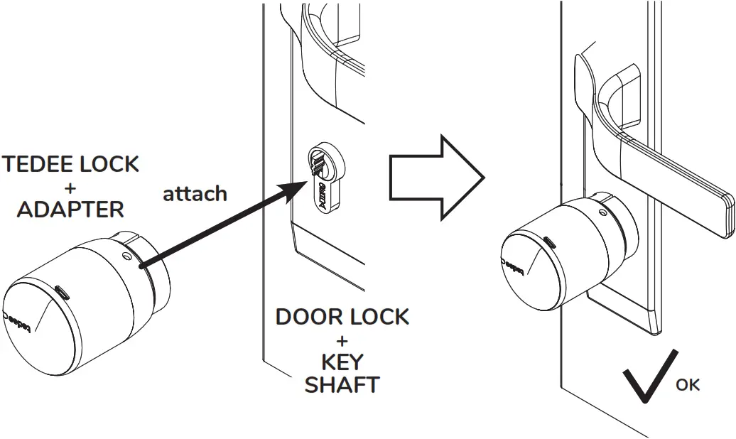 Tedee Euro Adapter for Door Lock - Attach the combined