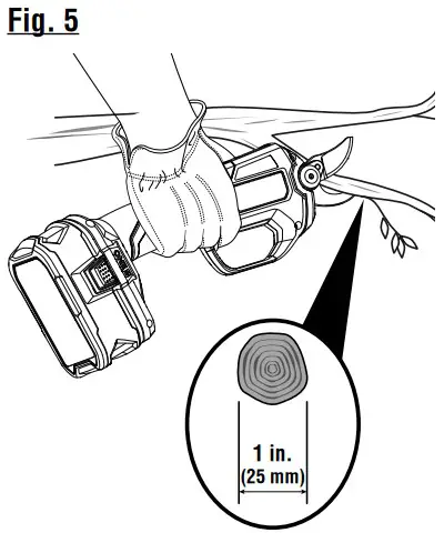 RYOBI P2505 18 VOLT PRUNING SHEAR - Product Overview 5
