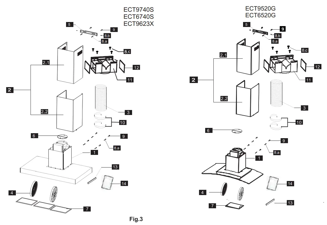 Electrolux ECT9623X Cooker Hood - FIG 1