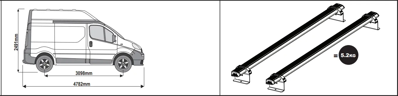 VAN GUARD VG211 2 Nissan Primastar x2 ULTI Van Roof Bars - 4