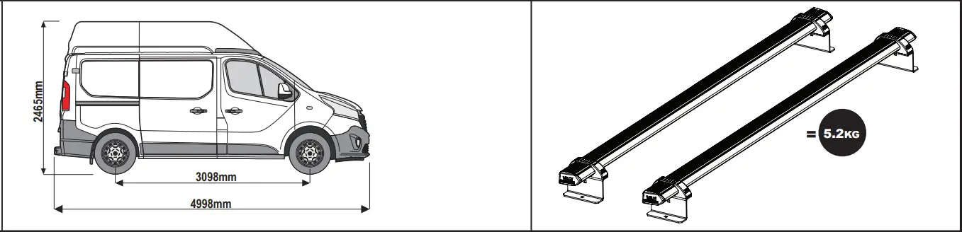 VAN GUARD VG211 2 Nissan Primastar x2 ULTI Van Roof Bars - 6