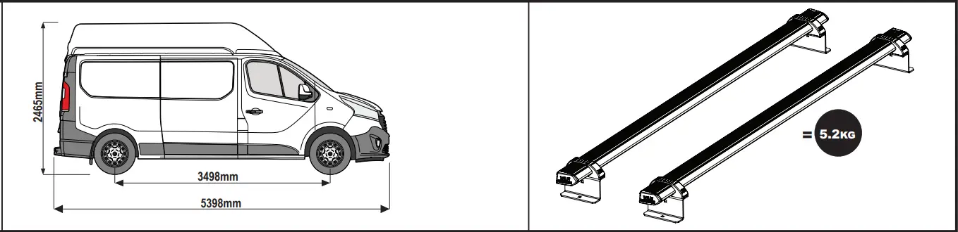 VAN GUARD VG211 2 Nissan Primastar x2 ULTI Van Roof Bars - 7