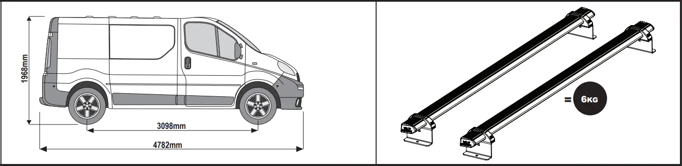 VAN GUARD VG211 2 Nissan Primastar x2 ULTI Van Roof Bars - 8