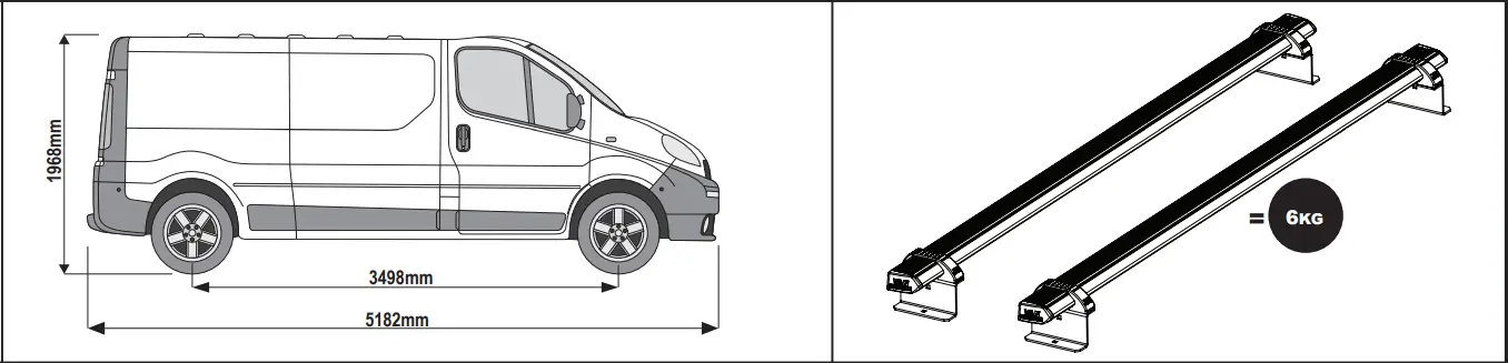 VAN GUARD VG211 2 Nissan Primastar x2 ULTI Van Roof Bars - 9