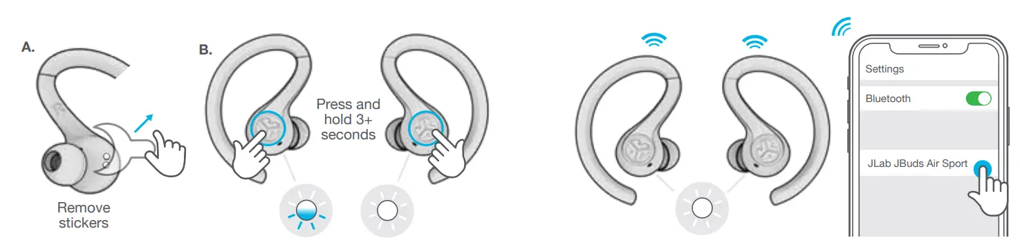 JLAB B07R7DT3JV JBuds Air Sport True Wireless Bluetooth Earbuds FIG 1