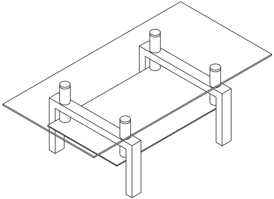 Minecraft D01 CT006 Walnut Rectangle Glass Coffee Table