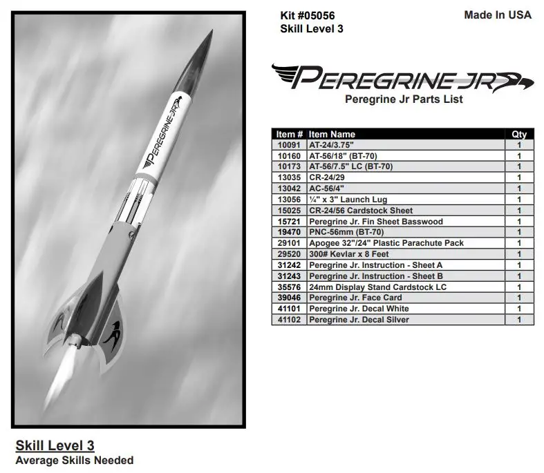 apogee 05056 Peregrine JR Instructions