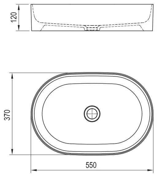 RAVAK XJX01155001 CERAMIC 550 O SLIM Washbasin ceramic white - FIGURE 1