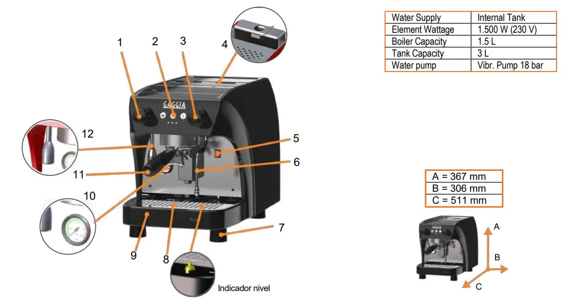 GAGGIA Ruby Pro Coffee Machine - Figure 3
