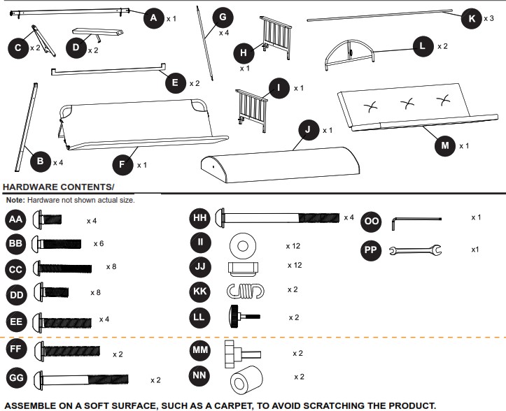 Style SELECTIONS GCS00395A Swing with Canopy - PACKAGE CONTENTS