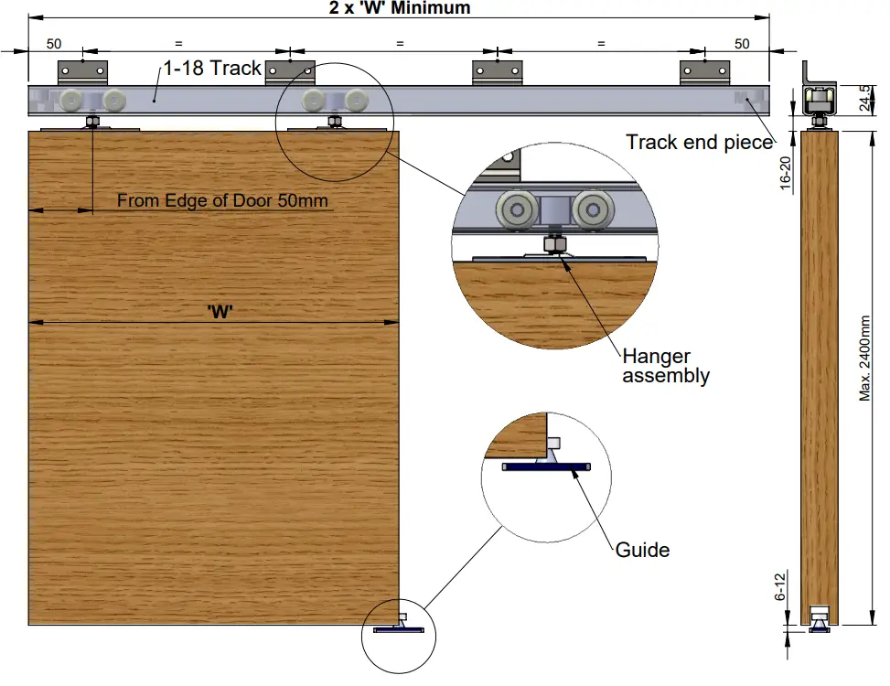 COBURN Straightaway 50 Internal Sliding Door System fig 1