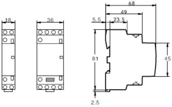 FuseBox INC2020 Contactor Leaflet - Dimensions 1