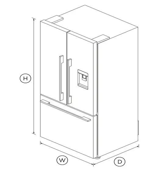FISHER PAYKEL RF522ADUSX5 Freestanding French Door Refrigerator Freezer - DIMENSIONS
