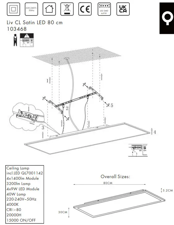QAZQA 103468 Liv CL Satin LED 80 cm