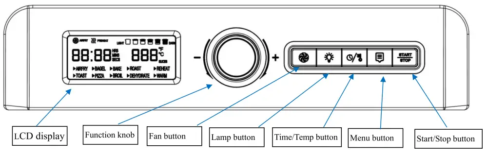 CROWNFUL TO5712T-UL Air Fryer - control plane