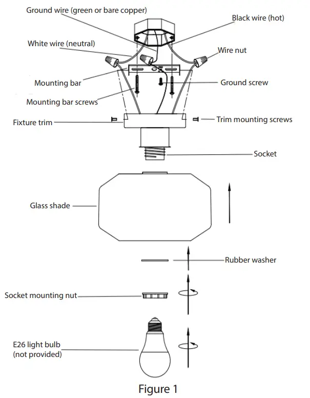 Maxxima MCL-80900B Glass Ceiling Light - fig 1