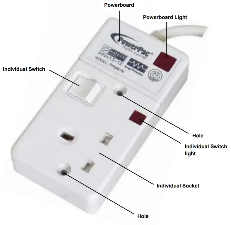 PowerPac PP3881N Extension Cord 3M with 2 Pin Direct-Parts