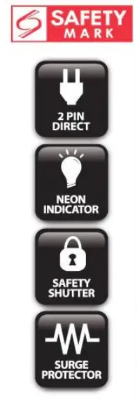 PowerPac PP3881N Extension Cord 3M with 2 Pin Direct-icon