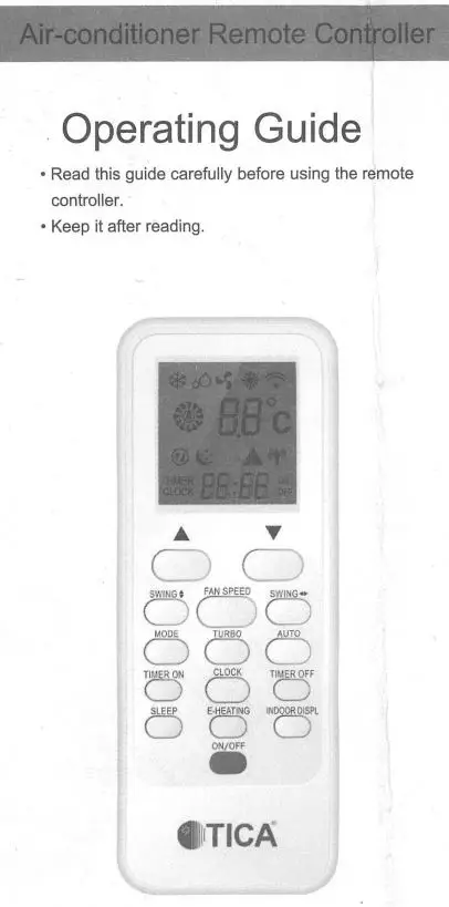 TICA Air Conditioner Remote Controller User Guide
