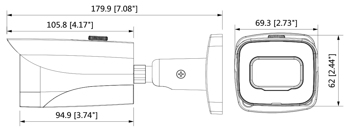 dahua DH-IPC-HFW1831E 8MP WDR IR Mini Bullet Network Camera - Dimensions