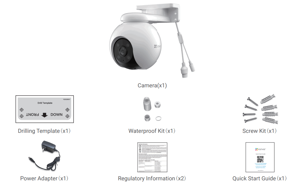 EZVIZ H8 Pro 3K Pan and Tilt Wi-Fi Camera - Package Contents