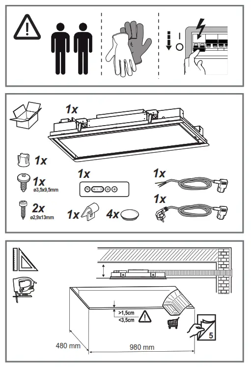 elica H16 Ceiling Cooker Hood Skydom - Fig1