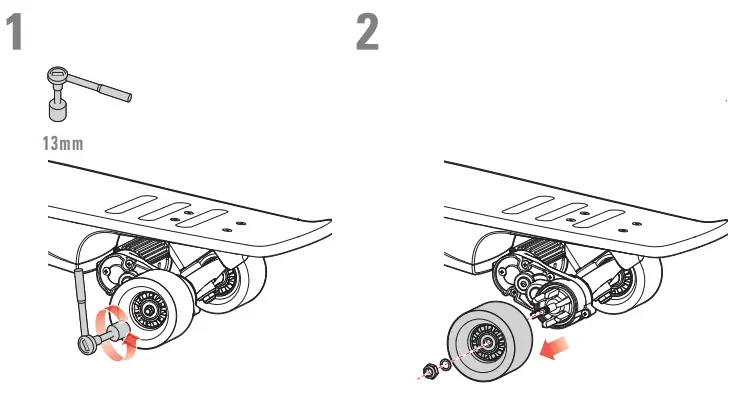 RazorX Cruiser Electric Skateboard -- Rear Wheel Replacement12