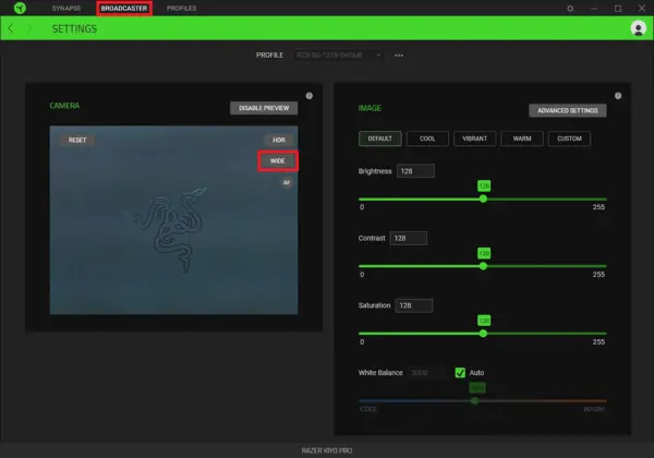 How to change the field of view