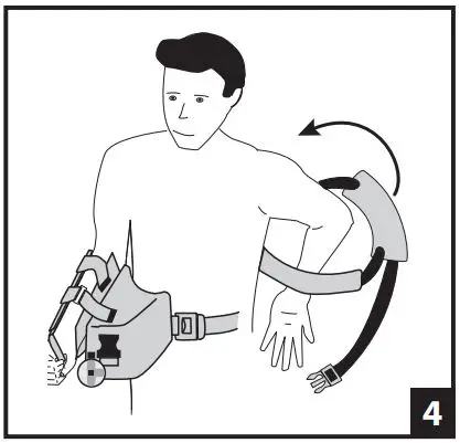 DJO 1-1344-4-06000 UltraSling IV ER 15 Degree Left Large User Guide - Unfasten the shoulder strap buckle at the front of the cushion