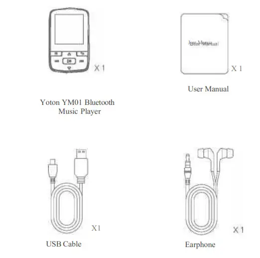 Yoton YM01 Music Player- Package Contents
