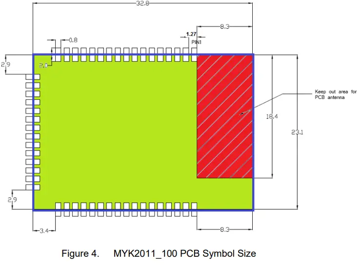 High Flying Electronics Technology MYK2011 100 Low Power Wi Fi Module-Mechanical Size1