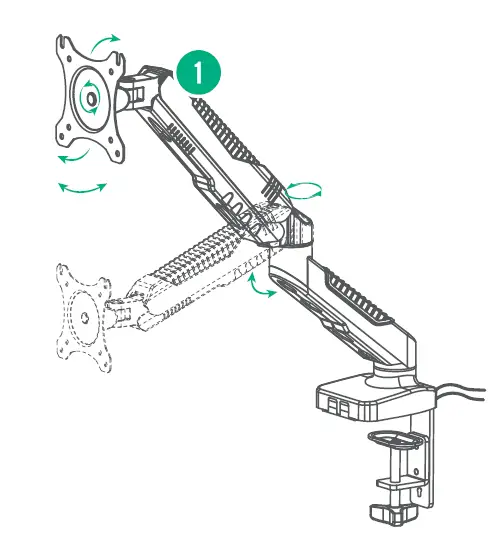 BAUHN AMAB-0222-S Gas- Spring- Monitor- Bracket -with -USB- ports fig 8