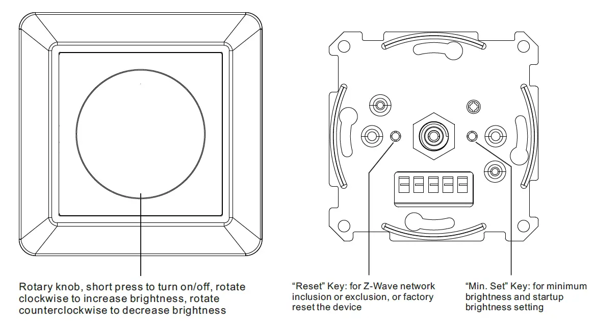 SUNRICHER Push Compatible Z-Wave Knob Smart Dimmer 1