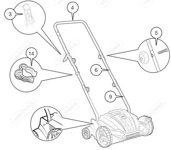 VonHaus 2515109 2 in 1 Lawn Scarifier Electric Garden Lawn Rake 1500W - ASSEMBLY