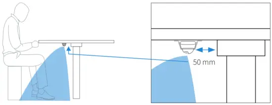 Installing the sensor under a table