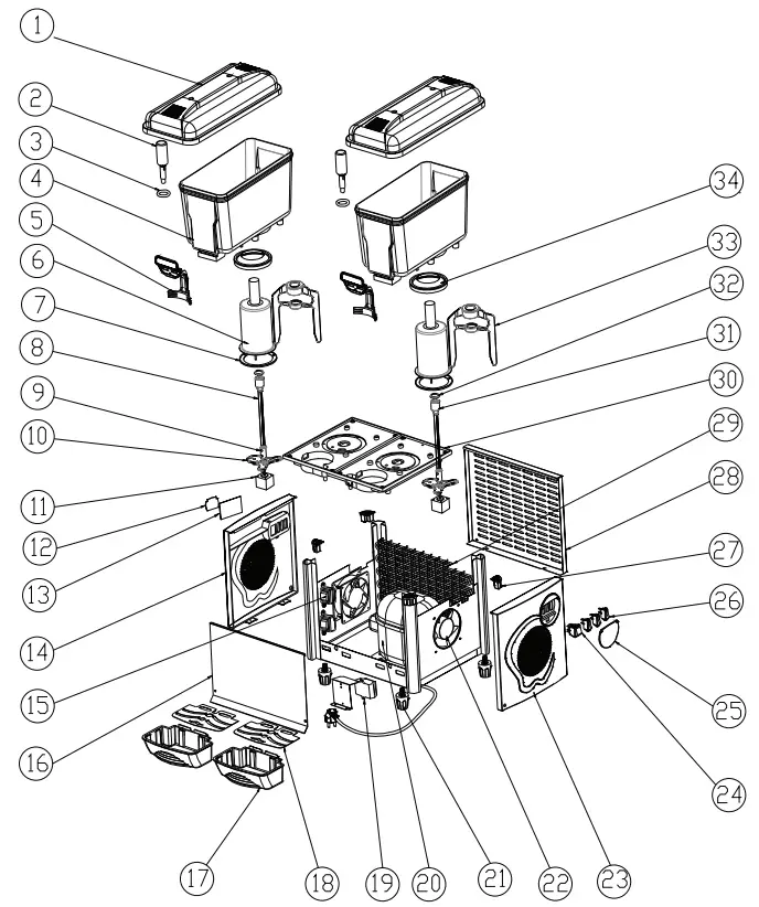 AVANTCO RDM 32 2 and 3 Bowl Juice Dispenser - Fig 1