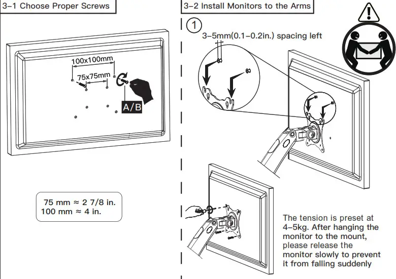 HUANUO HNDS8 Dual Monitor Stand Attach Monitors