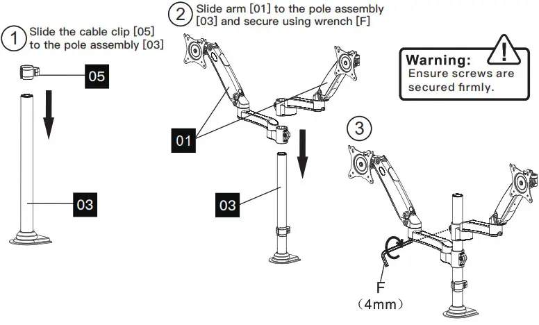 HUANUO HNDS8 Dual Monitor Stand nstall the Arms