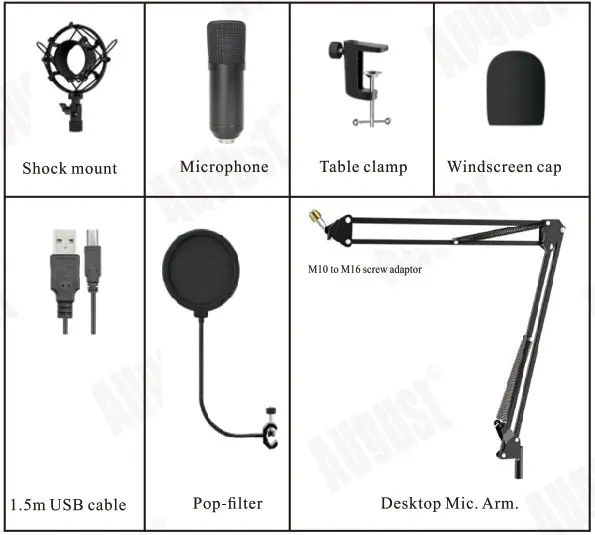 August REC100 USB Studio Microphone - Content