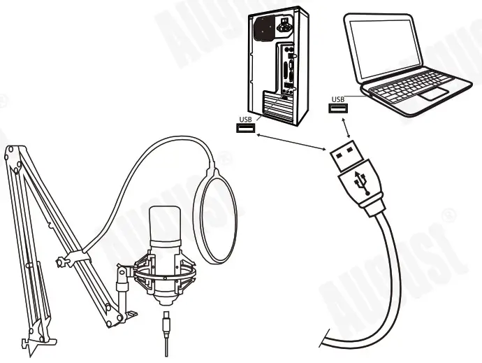 August REC100 USB Studio Microphone - Instruction 8