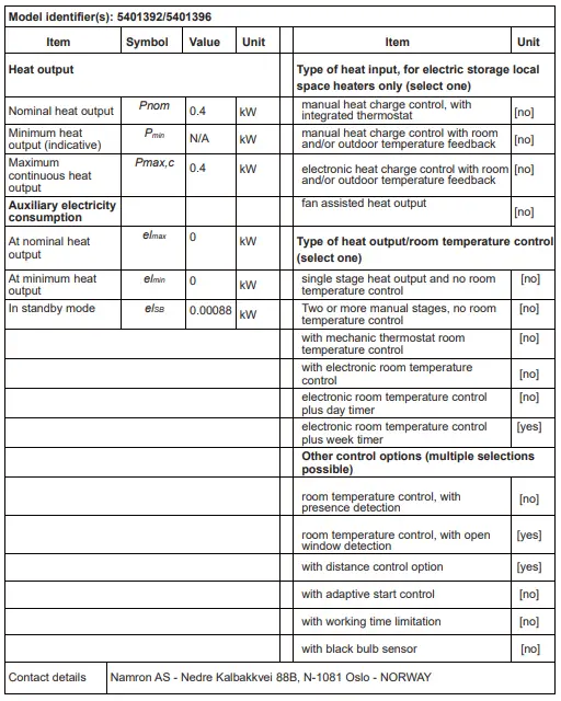 namron 5401394 400W Panelovn Zigbee Matt Sort-fig9