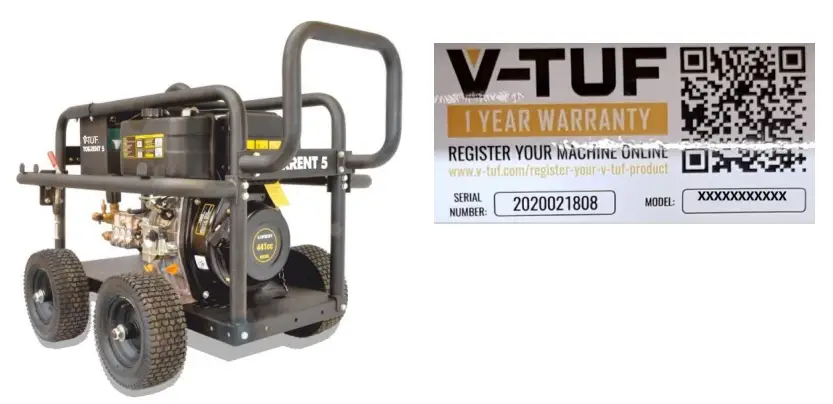 V TUF Torrent 5 Industrial Mobile Diesel Cold Water Pressure Washer - Mesine