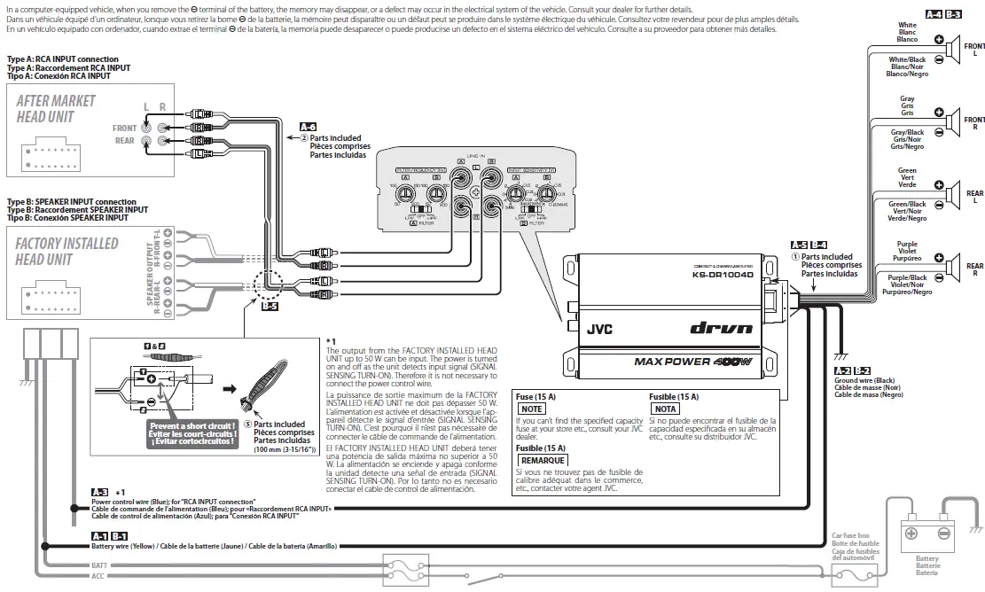 JVC KS-DR1004D Compact 4 Channel Amplifier 11