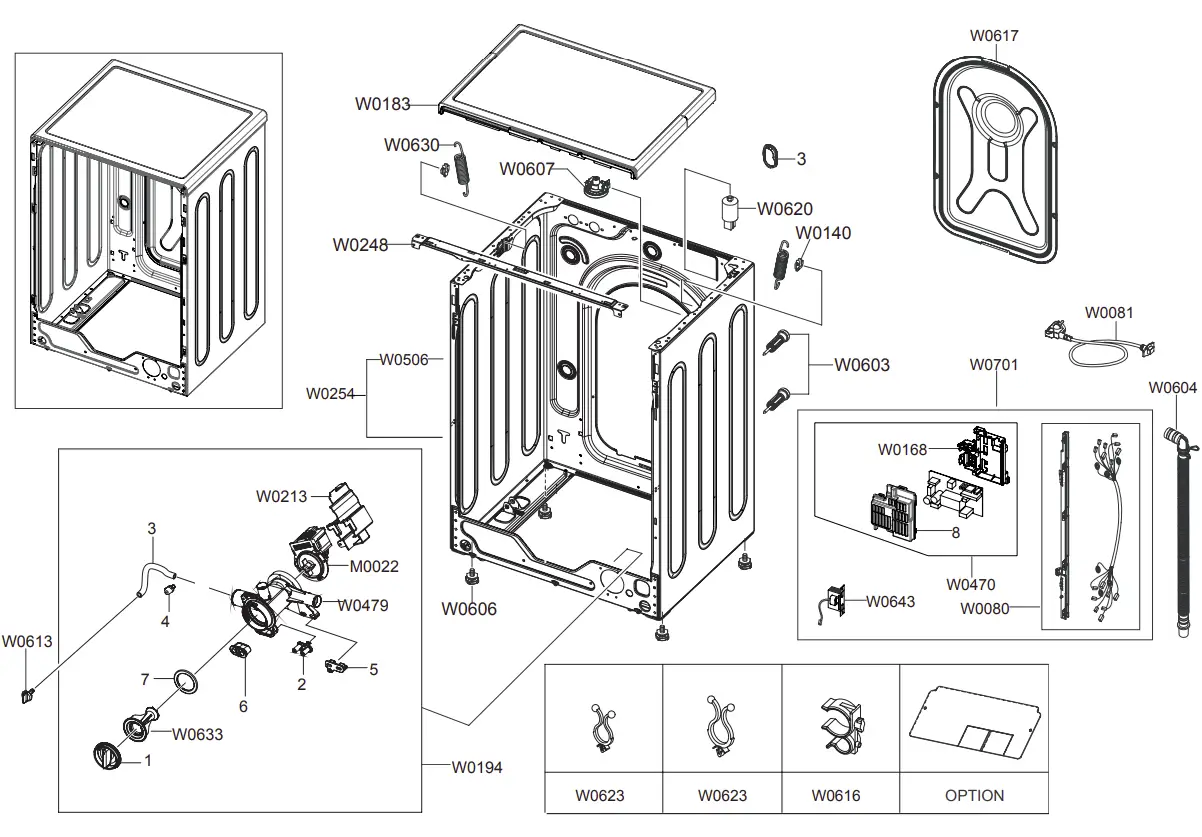 SAMSUNG WF600B0BHWQ  washing machine Exploded View