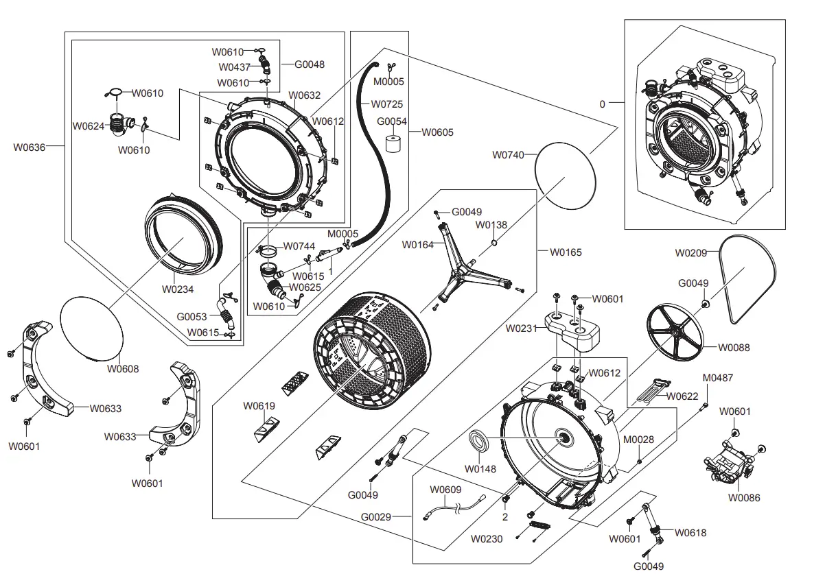SAMSUNG WF600B0BHWQ  washing machine Exploded View