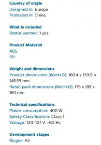 FIG 9 Specifications