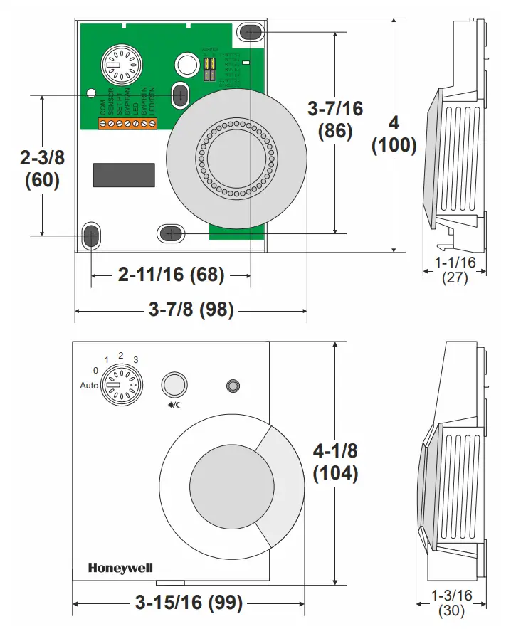 T7460A,B,C,D,E,F dimensions in in. (mm) 