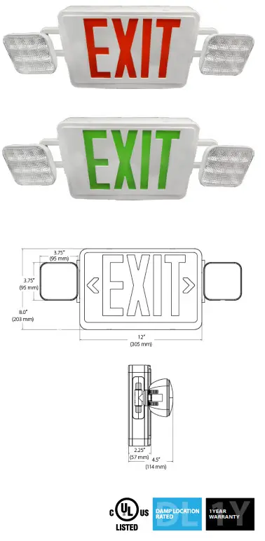 NICOR ECL1 LED Emergency Exit Sign Combo